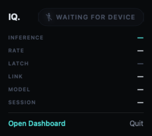 IQ NutCracker menu bar status panel